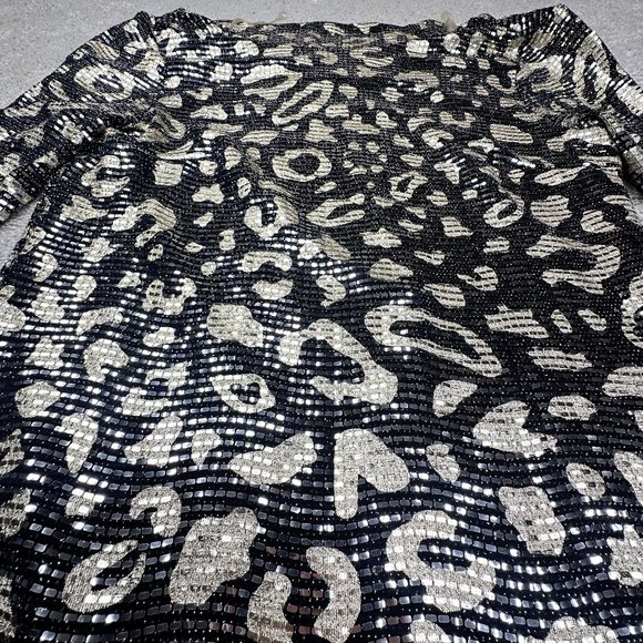 Adrienne NWT Sequin Dress Size Small Black And Gold with silver sequins Long sle - Picture 2 of 10